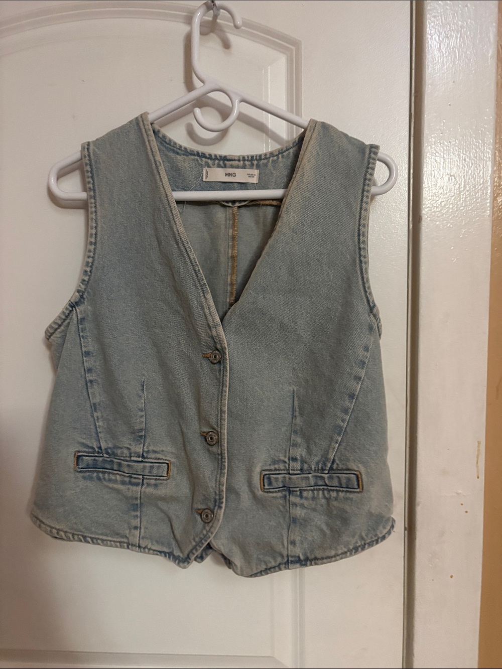 Mango Light Blue Denim Vest for Men